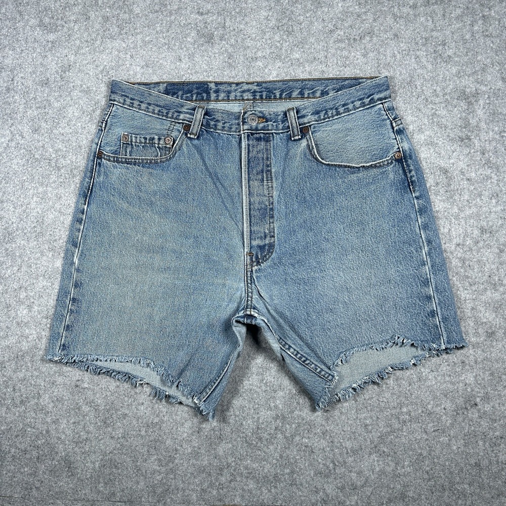Vintage Levi's 501 Denim Jeans Cut Off Shorts Men's size 36 (32x6) Blue 90s